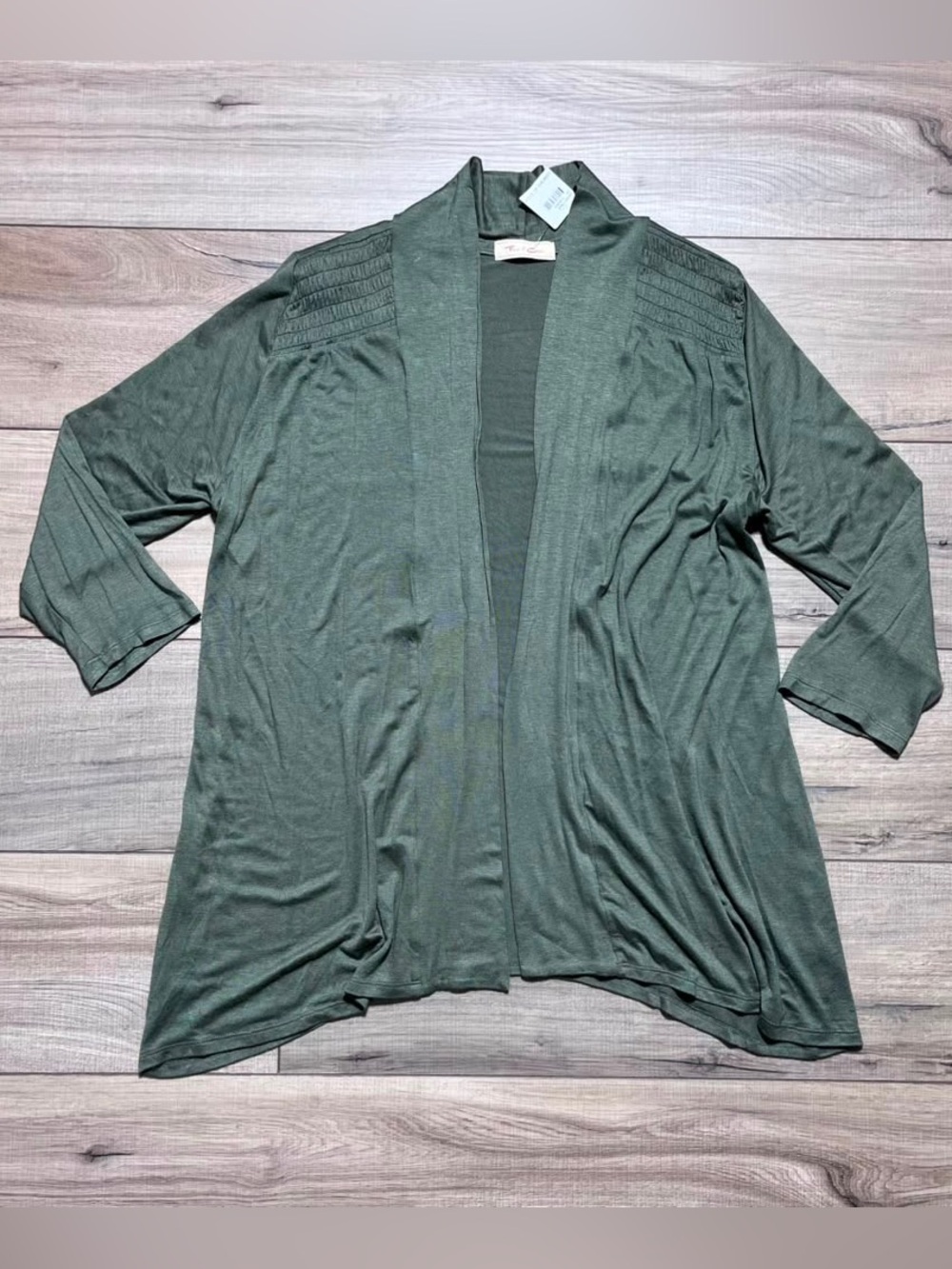 Front of Closet Womens 3/4 Sleeve Open Front Cardigan Size Large Green